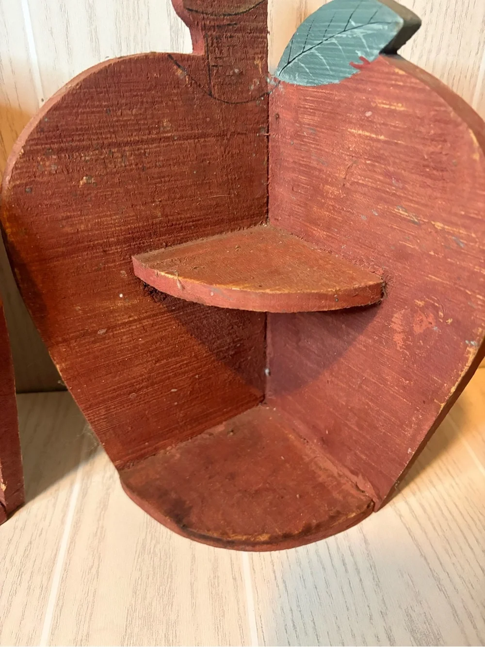 Wooden Apple-Shaped Wall Shelf Rack Set Of 2 Kitsch